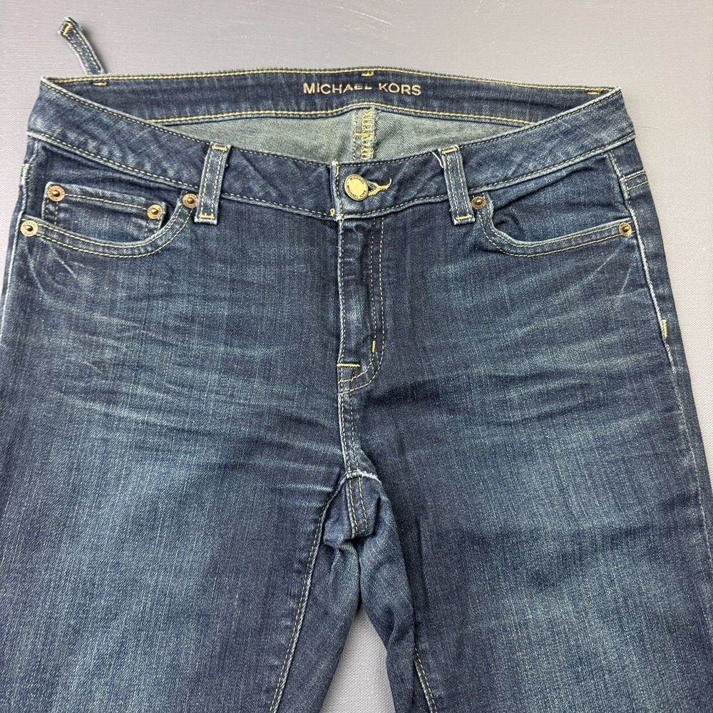 Michael Kors Jeans Women's 4 Bootcut Blue Faded Denim Dark Wash Classic - Picture 2 of 16